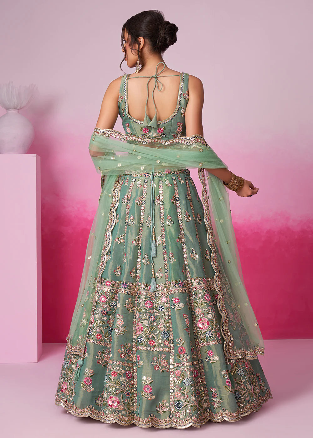 Find occasion-ready Lehenga Choli with dupatta and designer details.