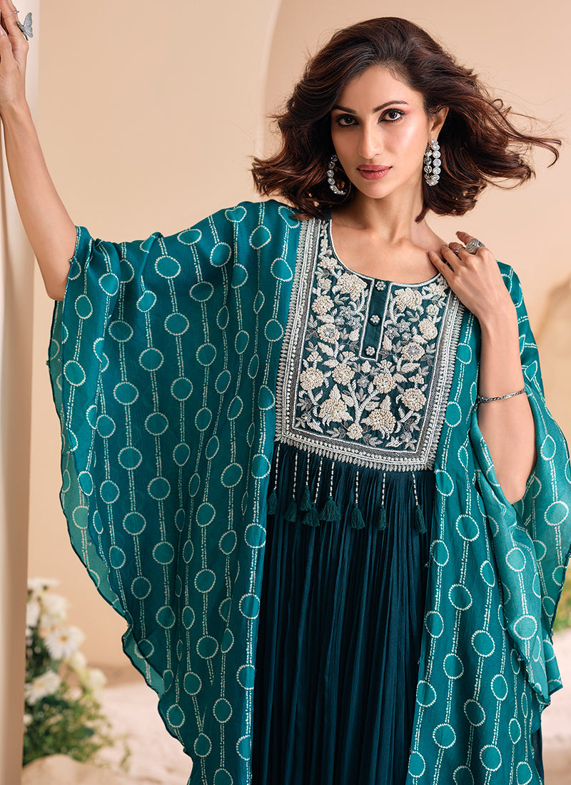 Buy designer Gown with elegant embroidery work.