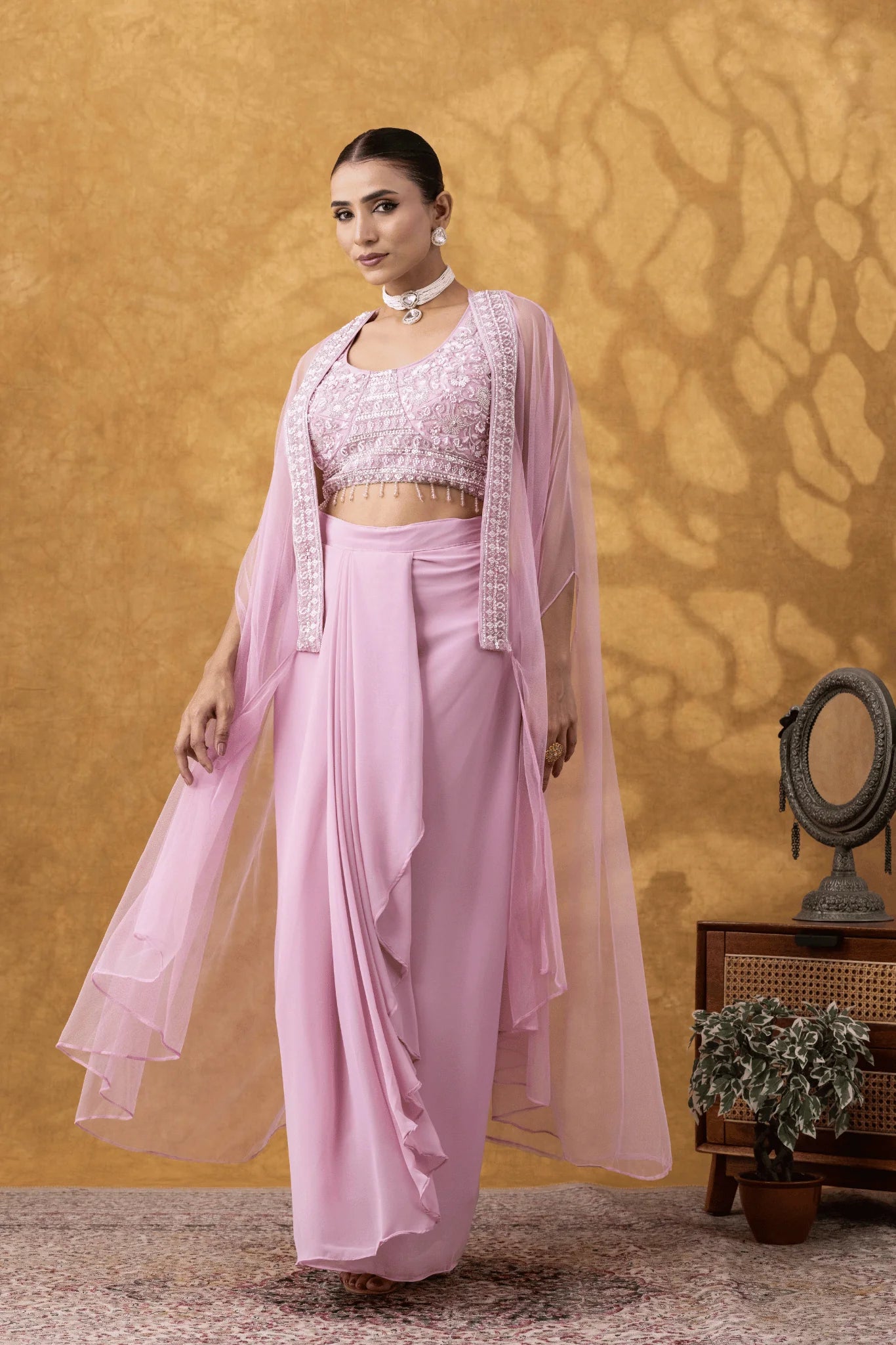 shop designer ethnic wear uk blush pink indo western set
