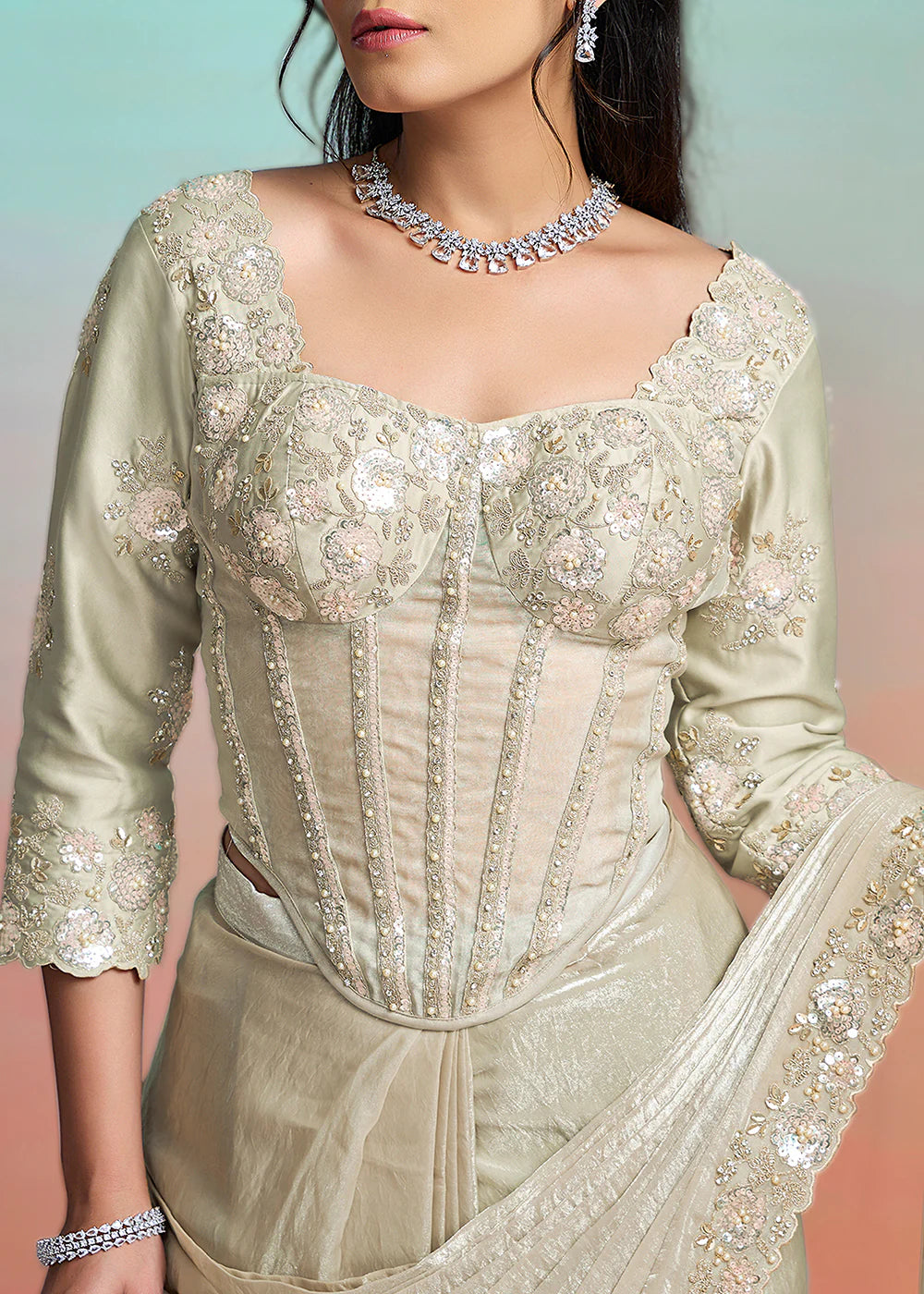 shop designer grey saree uae online
