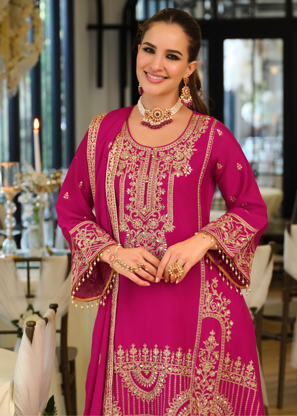 rani pink wedding suit