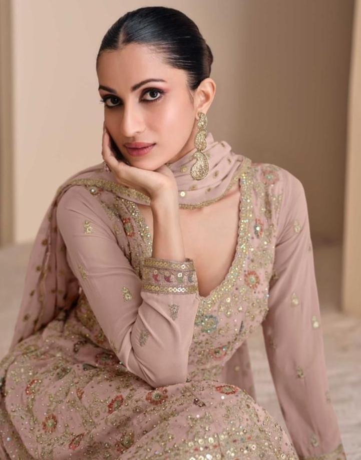 Buy embroidered Sharara Suit for weddings and festivals.