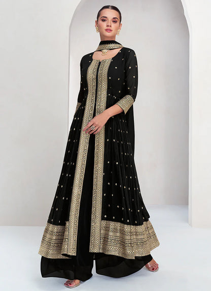 Ethnic Black Embroidered Palazzo Suit