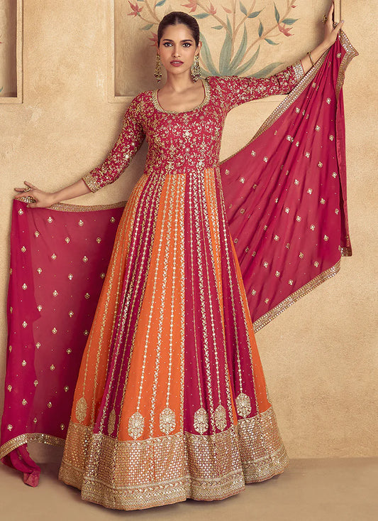 Bridal Red Embroidery Anarkali Gown