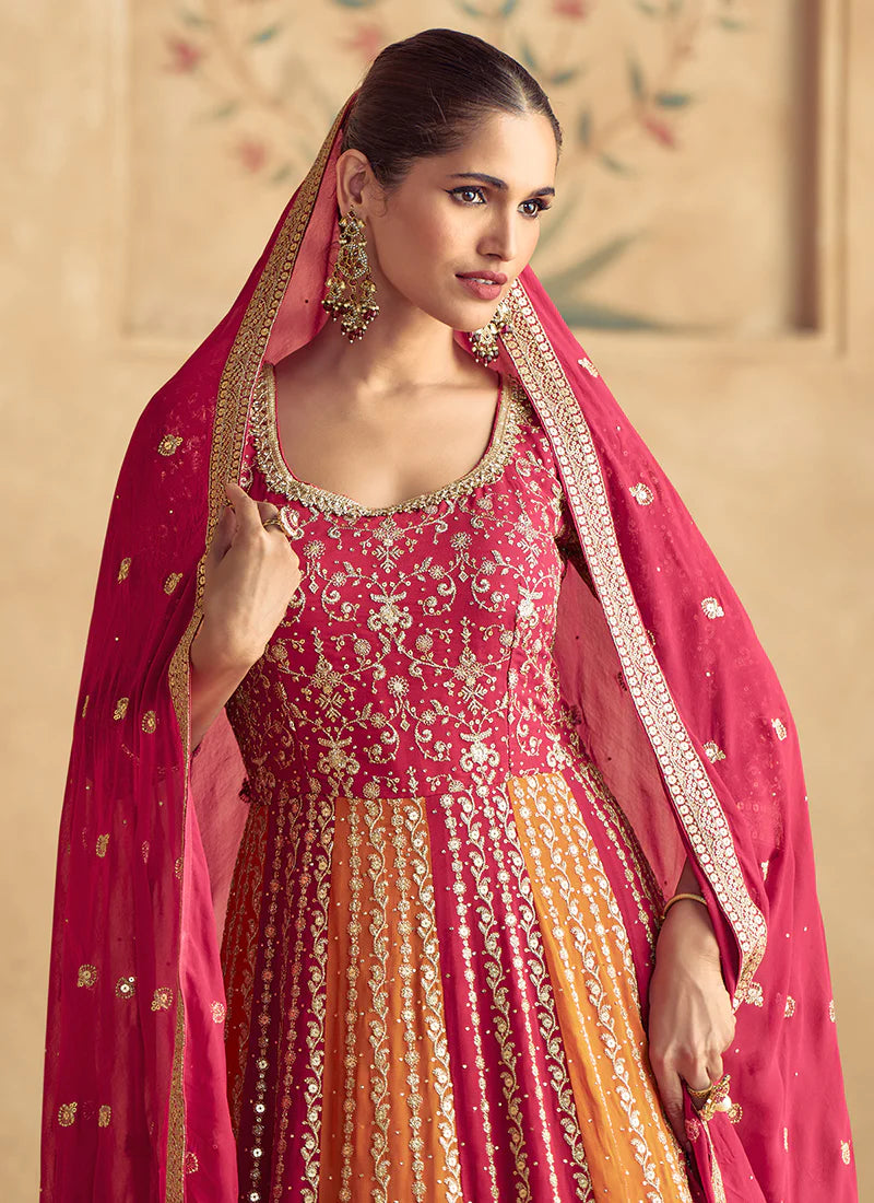 Bridal Red Embroidery Anarkali Gown