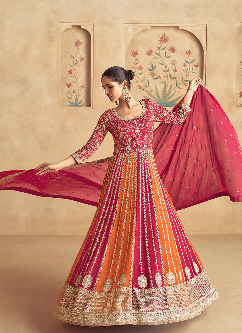 Bridal Red Embroidery Anarkali Gown