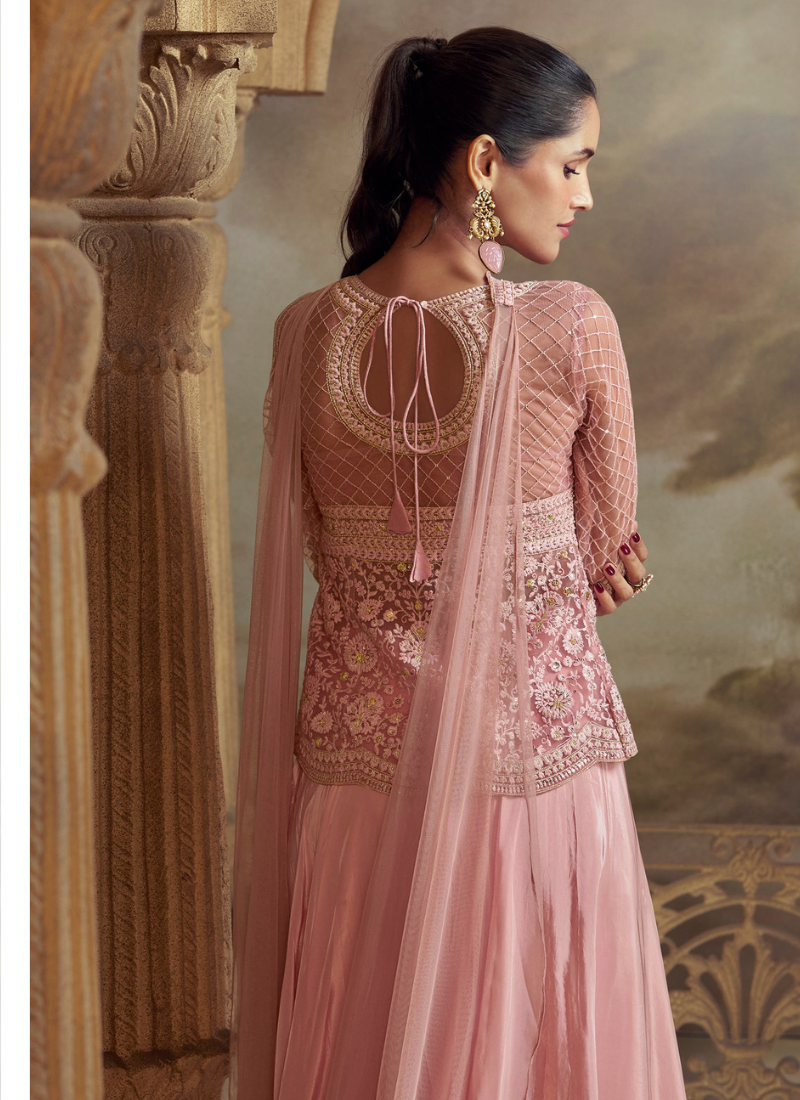 Designer Pink Viscose Plazzo Suit for Indian Wedding and Pakistani Festival