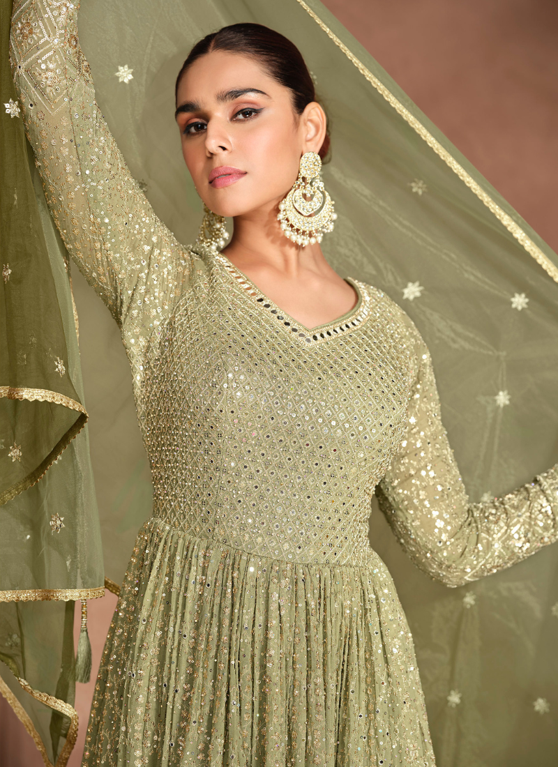 Georgette Anarkali suit with embroidery