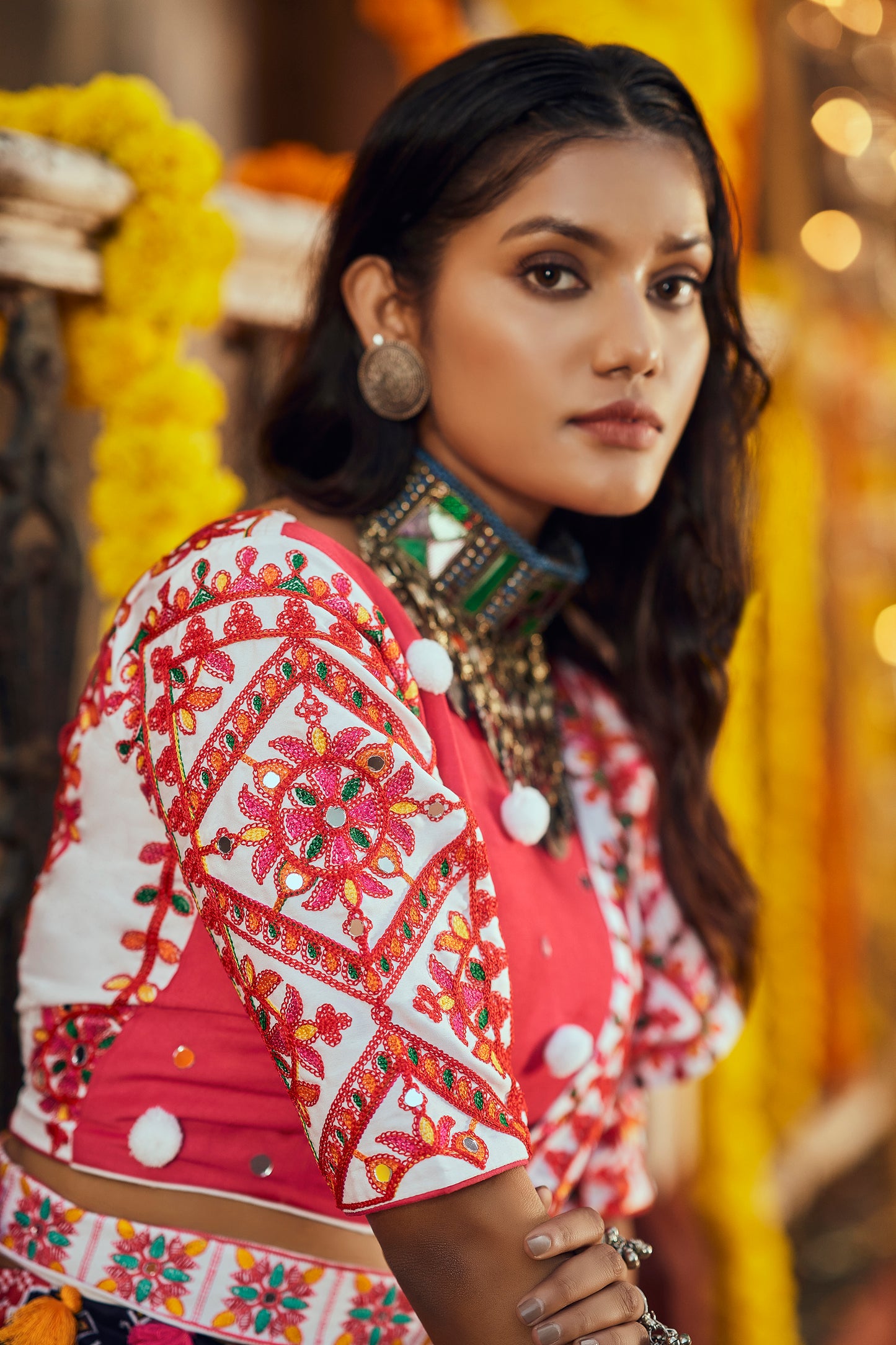 Red and blue multicolored Kutchi chaniya choli Navratri Special