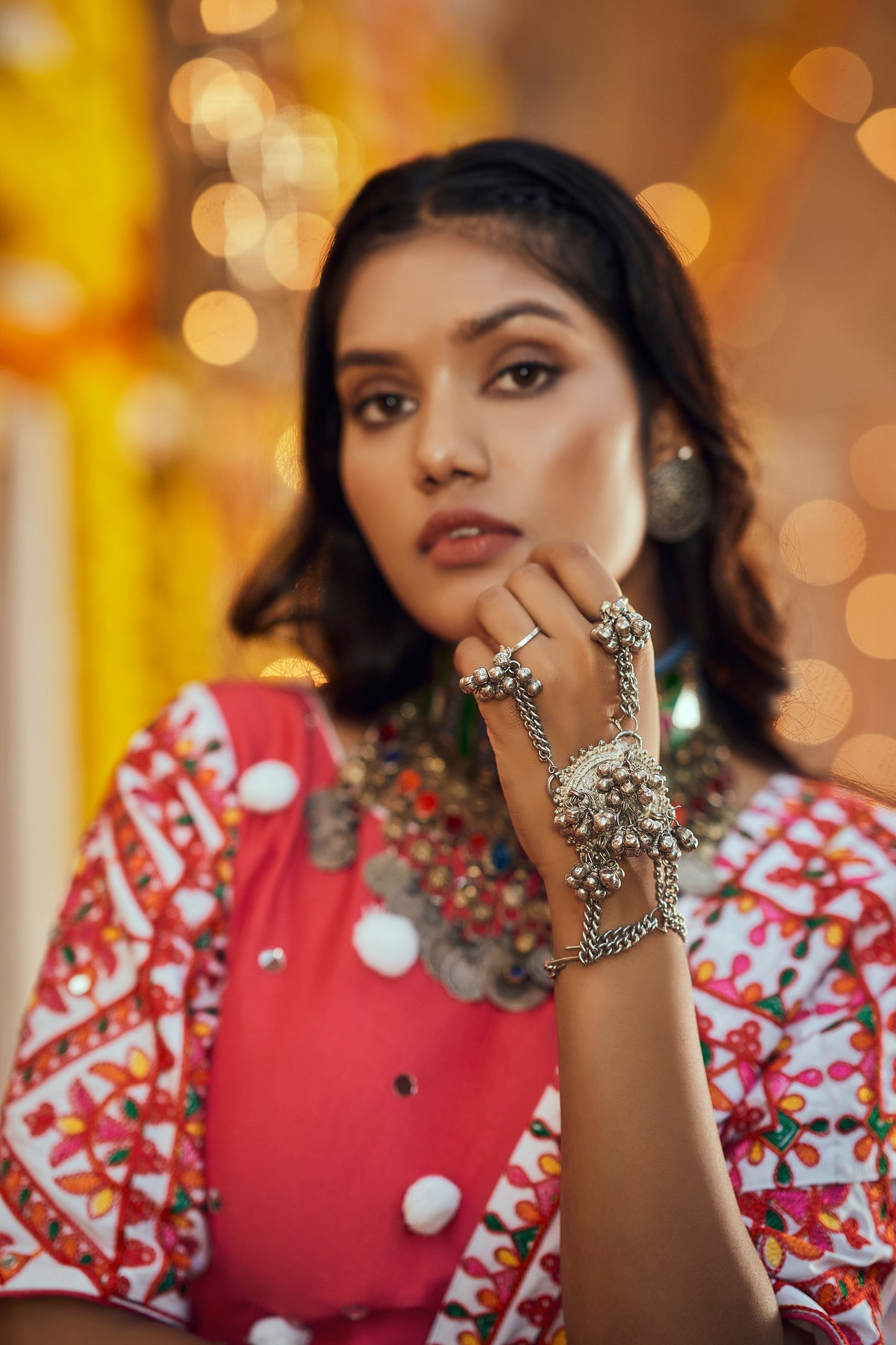 Red and blue multicolored Kutchi chaniya choli Navratri Special