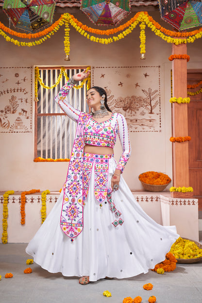 White Beautiful Work Exclusive Designer Navratri Chaniya Choli