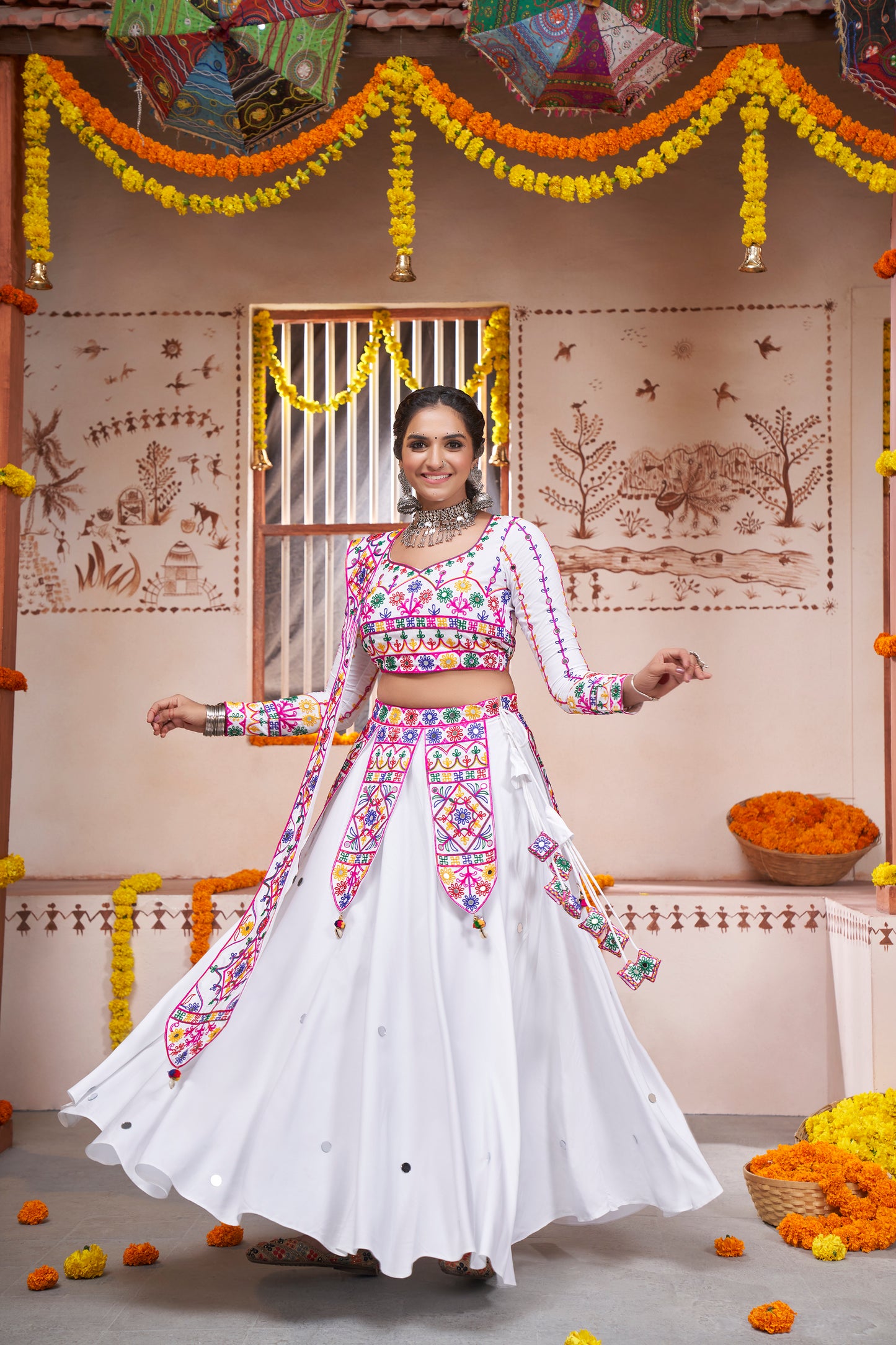 White Beautiful Work Exclusive Designer Navratri Chaniya Choli