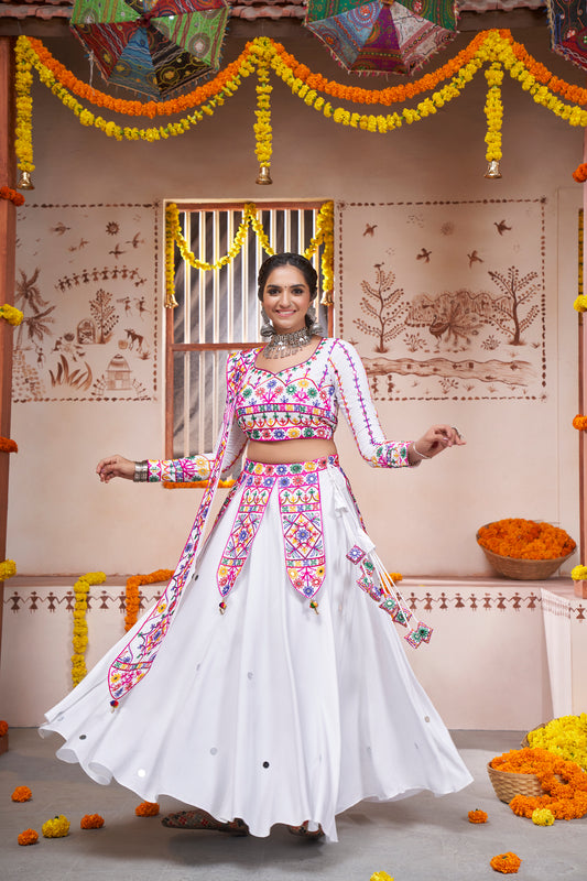 White Beautiful Work Exclusive Designer Navratri Chaniya Choli