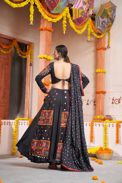 Black fancy chaniya choli with exclusive embroidered work