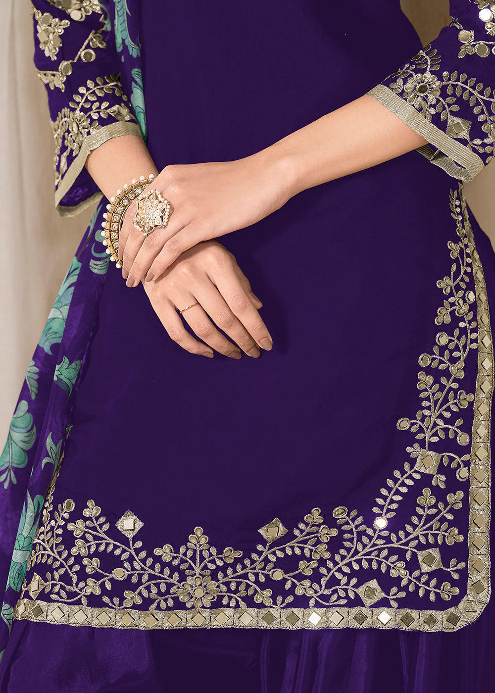 Purple Roman Silk Punjabi Salwar Suit with Embroidery & Chanderi Dupatta – Indian Pakistani Wedding & Festival Wear for Women and Girls