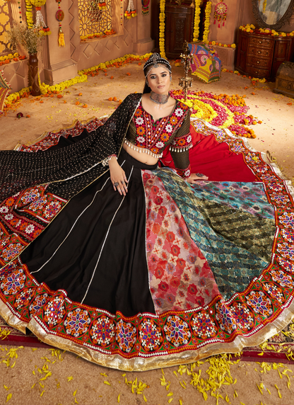 Multicolor Chaniya Choli with Dupatta for Navratri 2025 Garba Night – Mirror, Thread & Embroidery Work