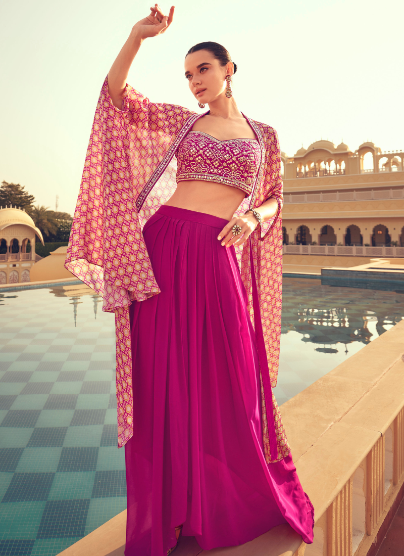 Shop Online Designer Pink Chinnon Indo Western Suit