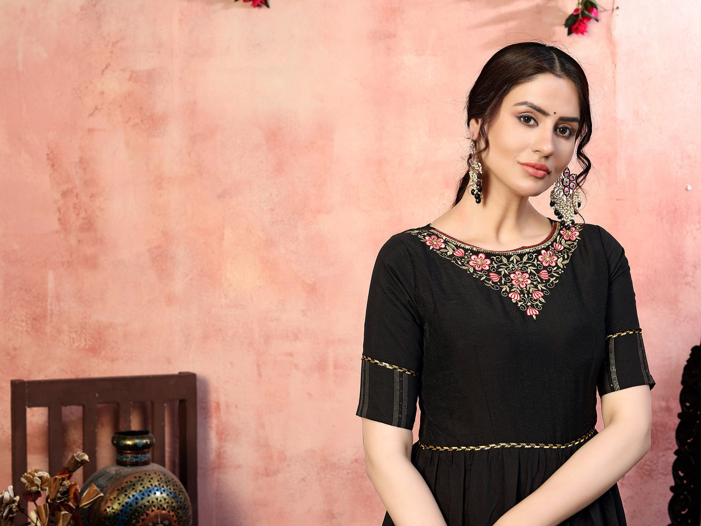 Black Exclusive Sequins Embroidered Anarkali Gown Collection