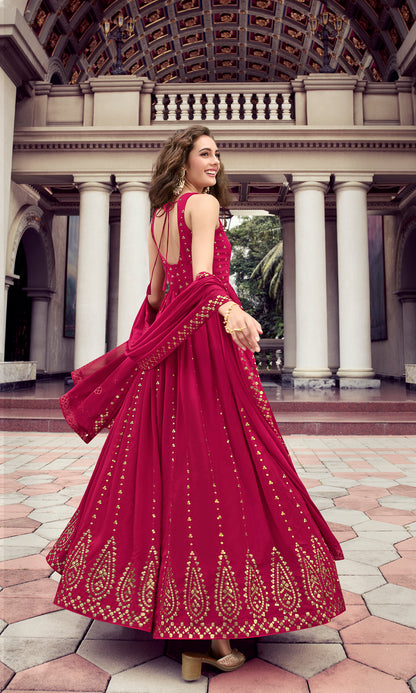 Rani georgette gown with thread and sequence embroidery