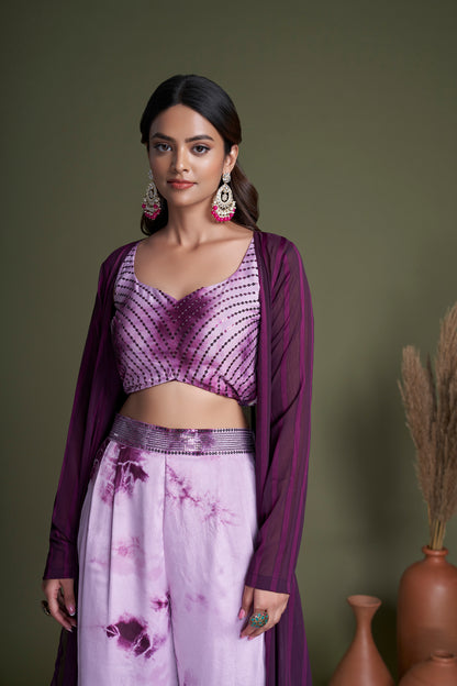 Purple Silk Traditional Indian Ethnic Koti Style Palazzo Collection