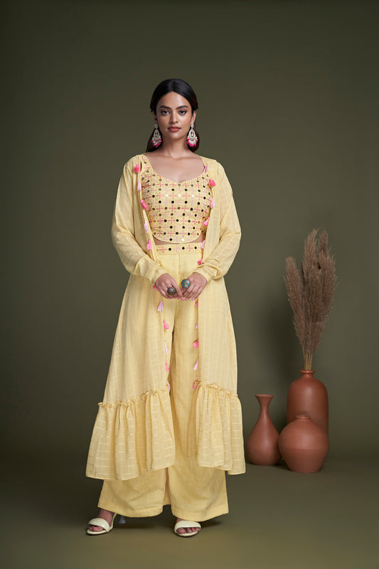 Yellow Contemporary Designer Koti Style Palazzo Collection