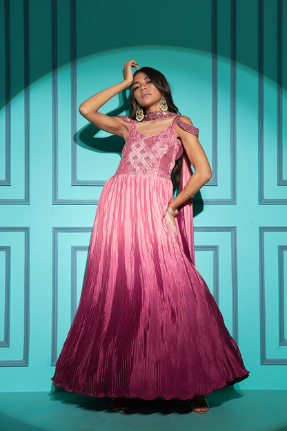 Dusty Pink Embroidered Anarkali Gown Collection