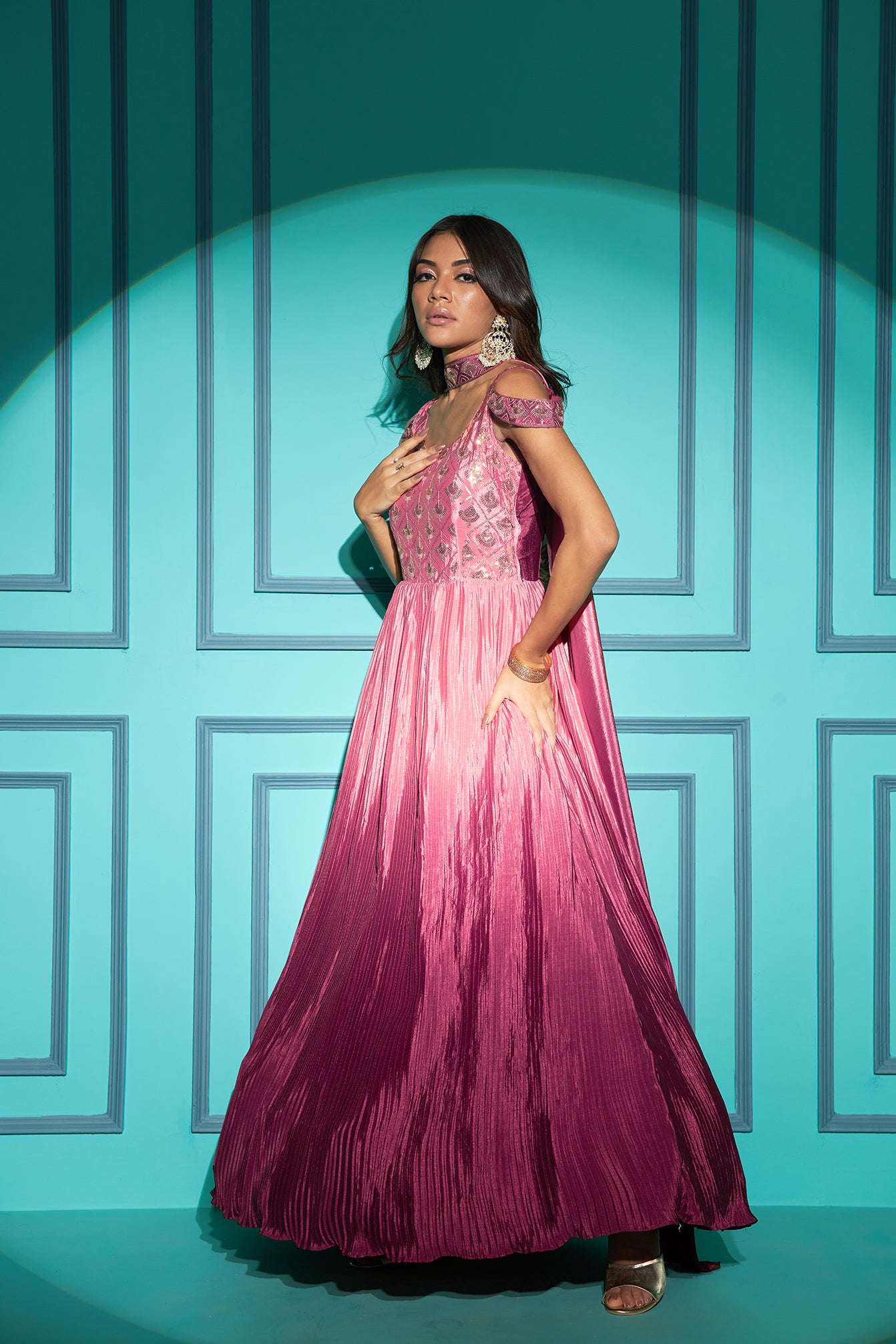 Dusty Pink Embroidered Anarkali Gown Collection