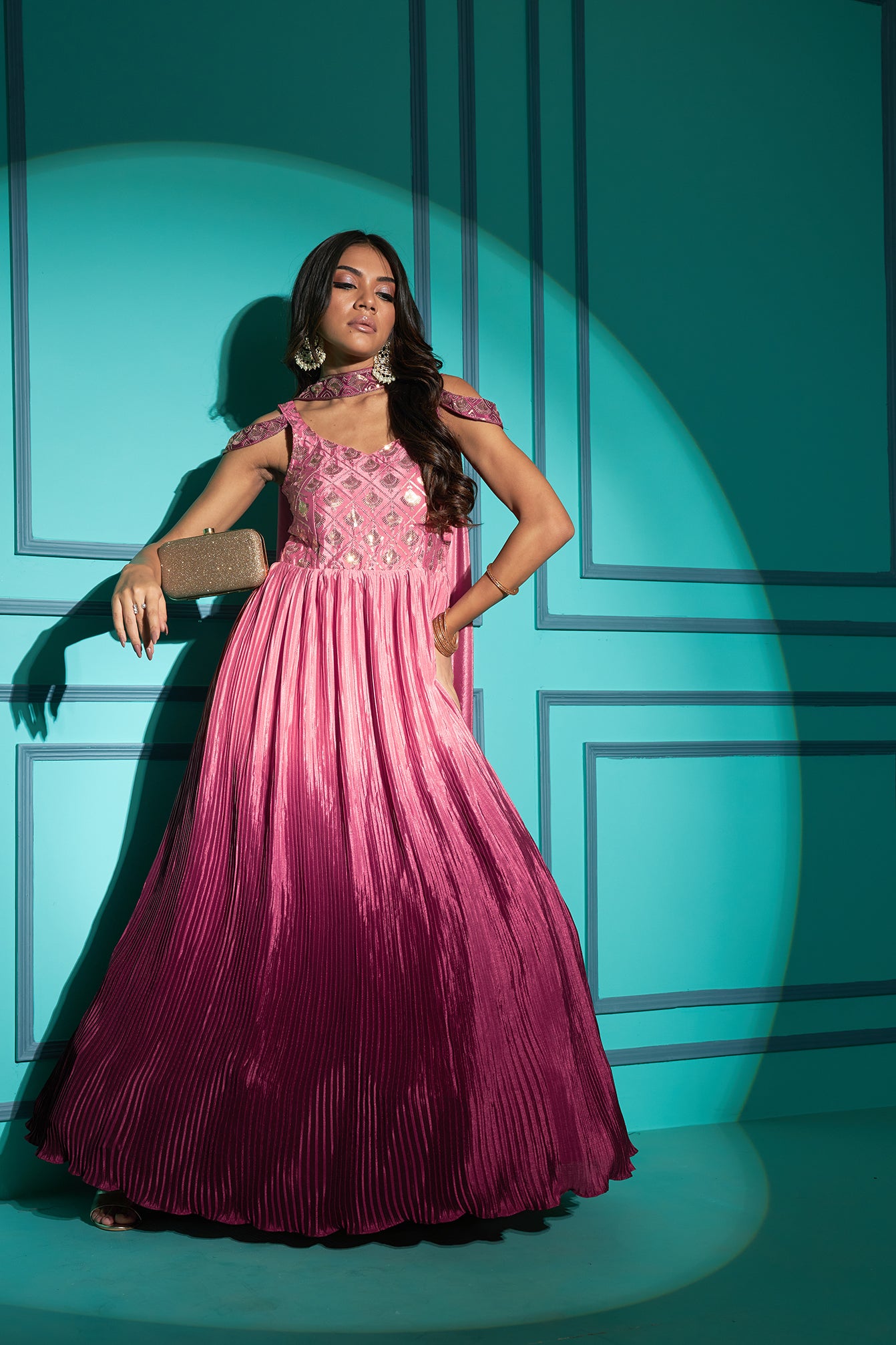 Dusty Pink Embroidered Anarkali Gown Collection