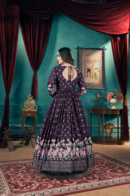 Designer Purple Fox Georgette Gown with Dupatta