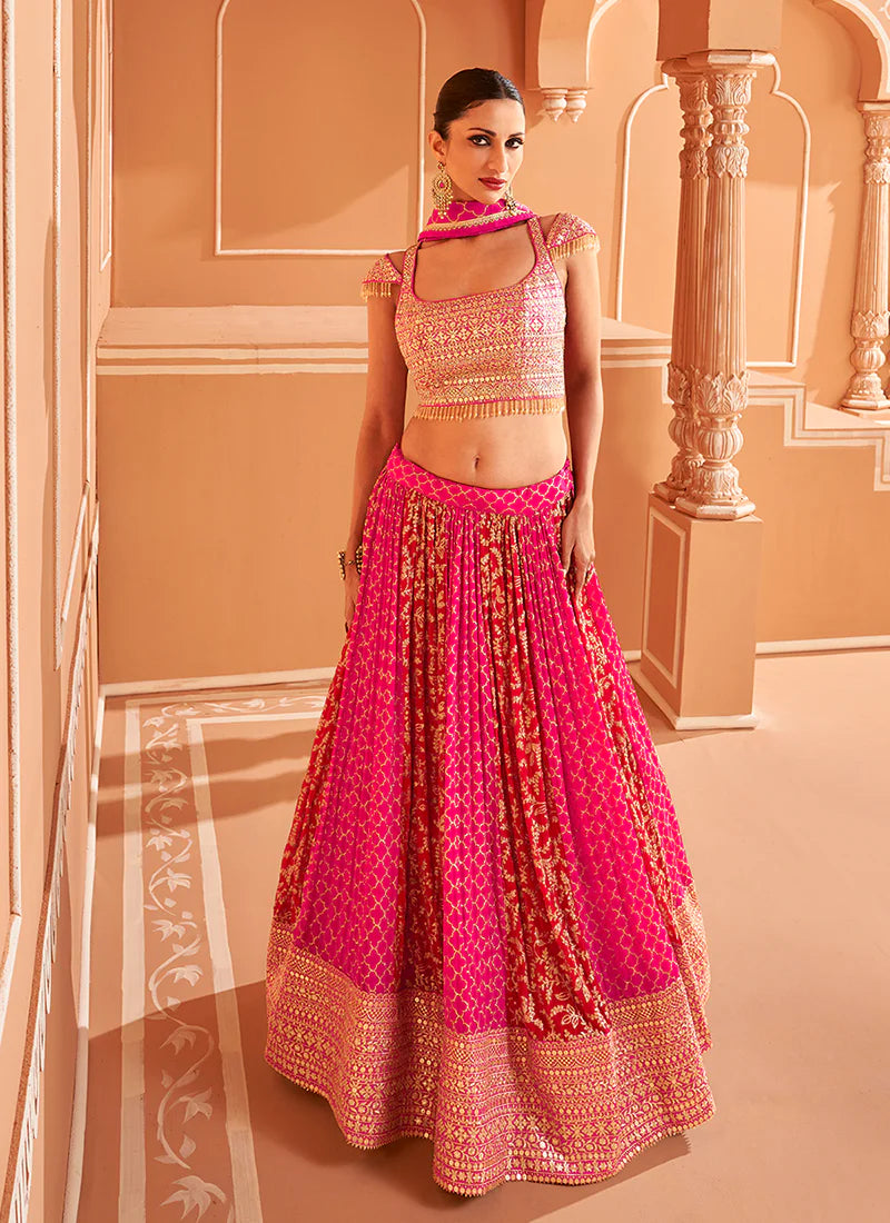 Pink Sequence Embroidery Lehenga Choli boasts unique sequin detailing