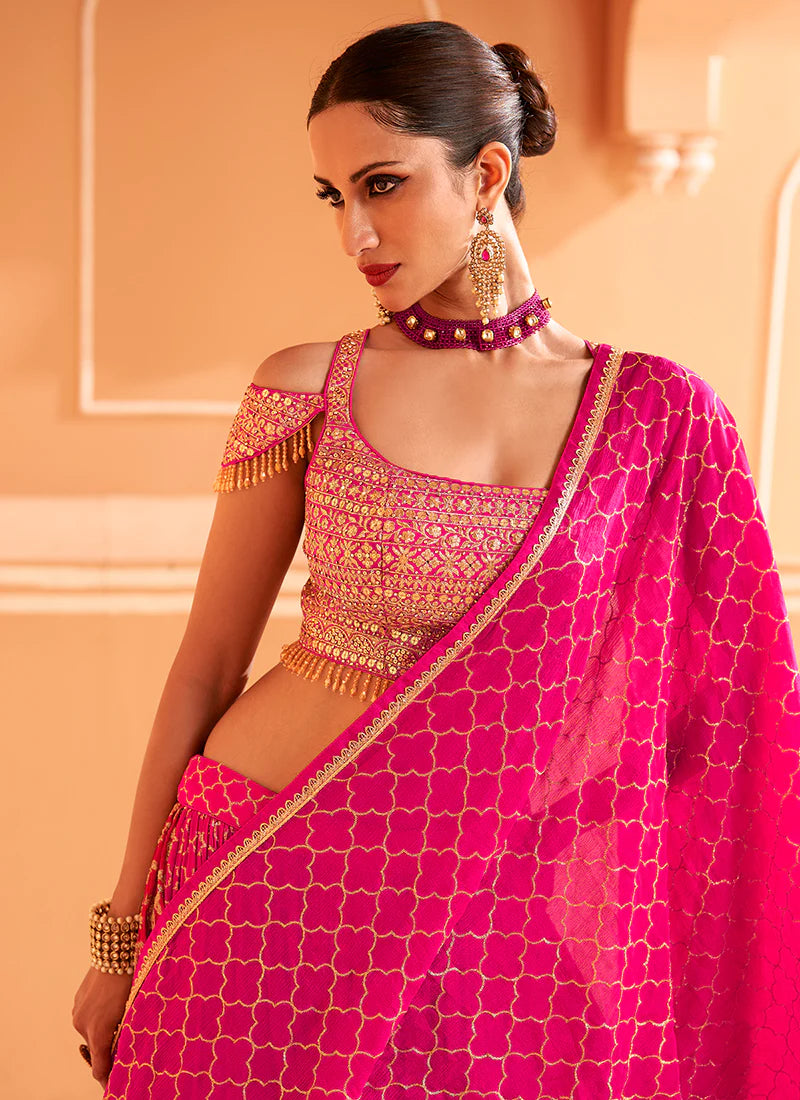 Pink Sequence Embroidery Lehenga Choli boasts unique sequin detailing