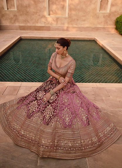 Pink Sequence Embroidery Wedding Lehenga Choli boasts elaborate sequin work