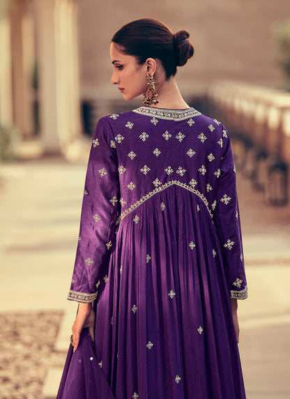 Gorgeous Purple Embroidered Anarkali Dress