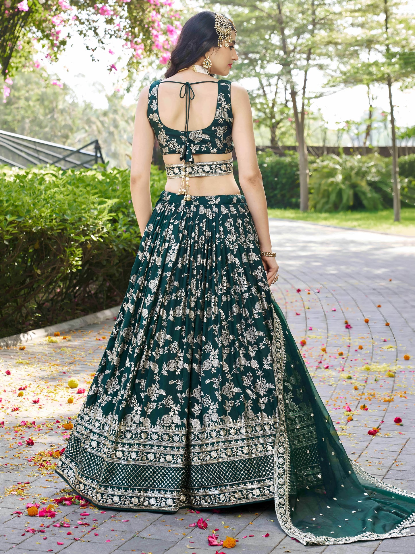 Green Dola Silk Designer Lehenga Choli with Mirror Work – Ideal for Bridesmaids & Festive Events