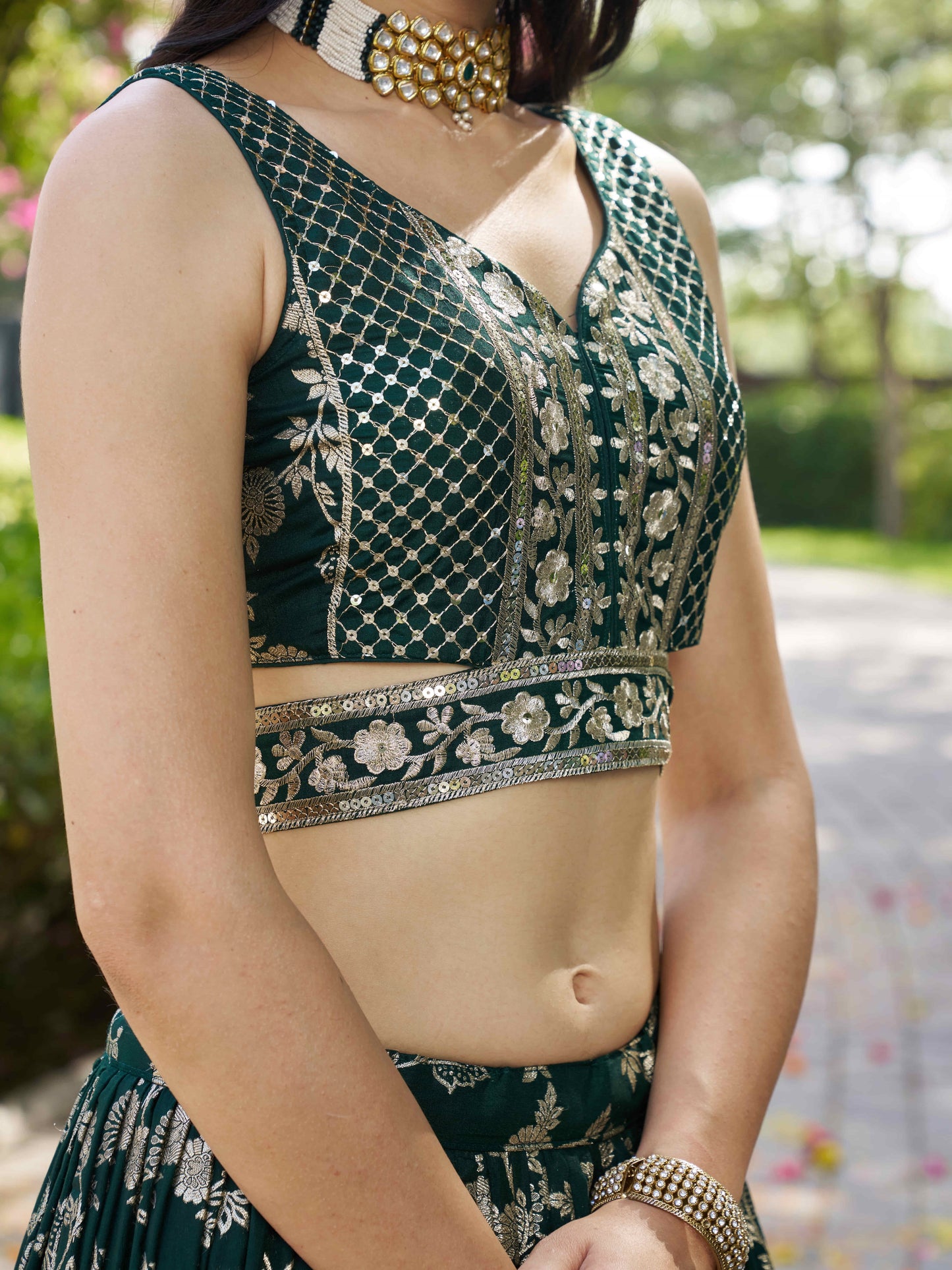 Green Dola Silk Designer Lehenga Choli with Mirror Work – Ideal for Bridesmaids & Festive Events