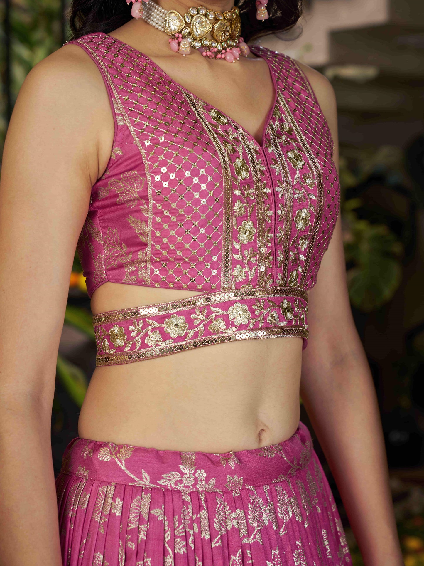 Pink Dola Silk Lehenga Choli with Embroidered Dupatta for Bridesmaids and Indian Festival Wear