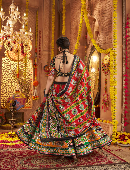Bold Red Navratri Chaniya Choli with Traditional Kutchi Embroidery – Bindyaa Festive Wear