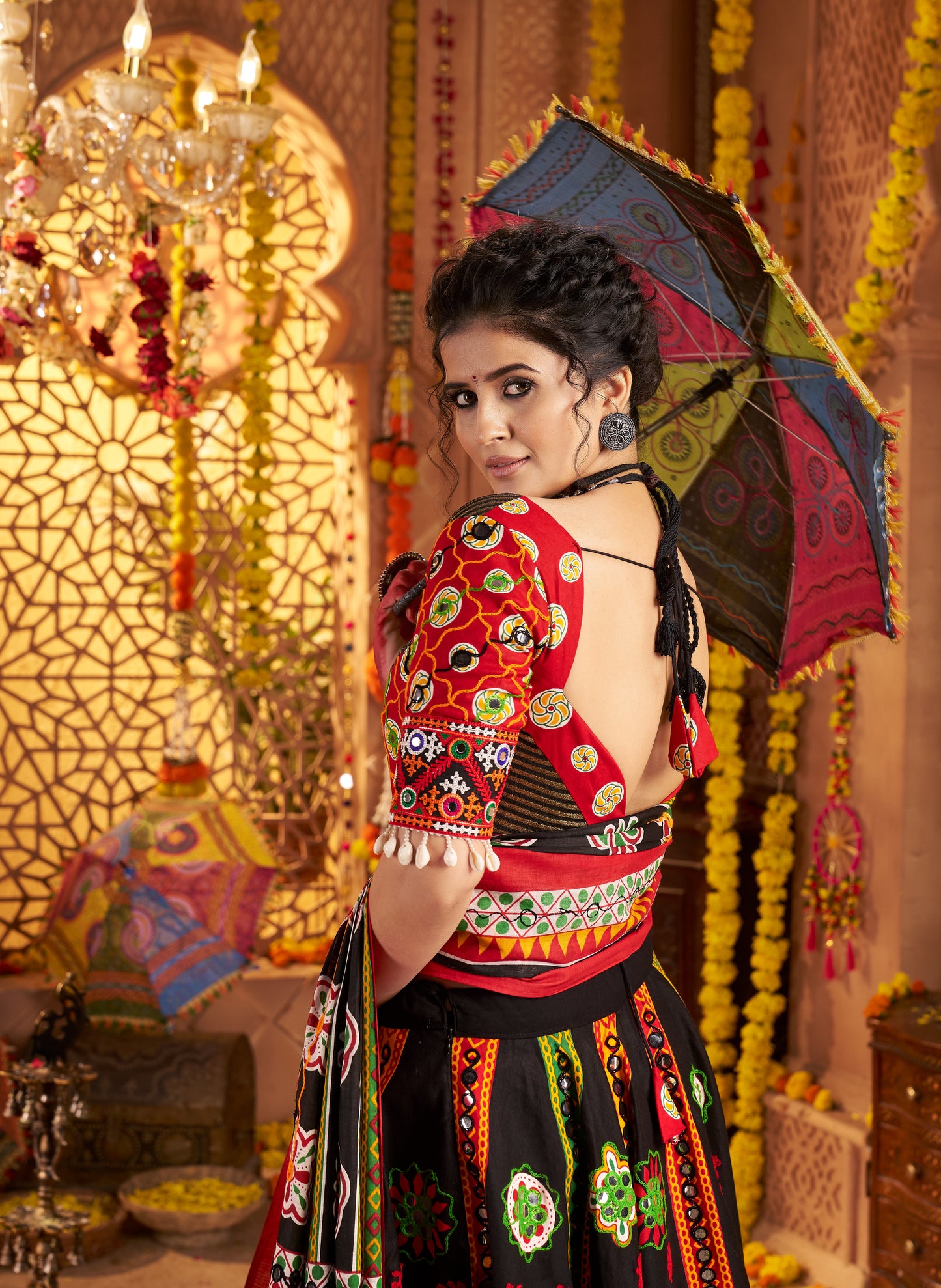 Black Navratri Chaniya Choli with Vibrant Kutchi Embroidery