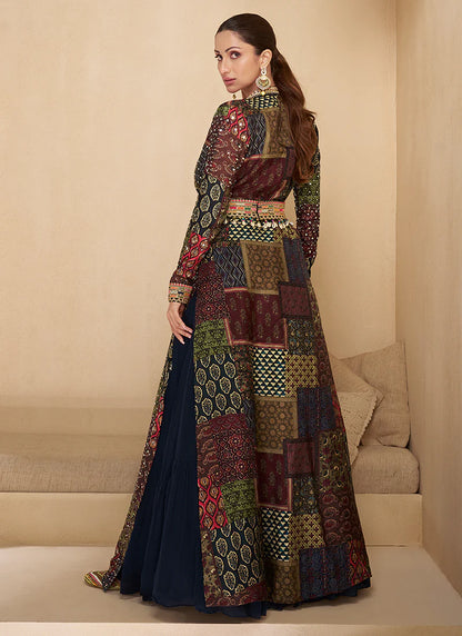 Black Anarkali Gown with Embroidered Jacket