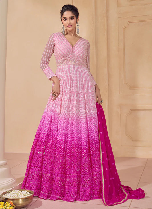 Traditional Wedding Anarkali Gown in Pink