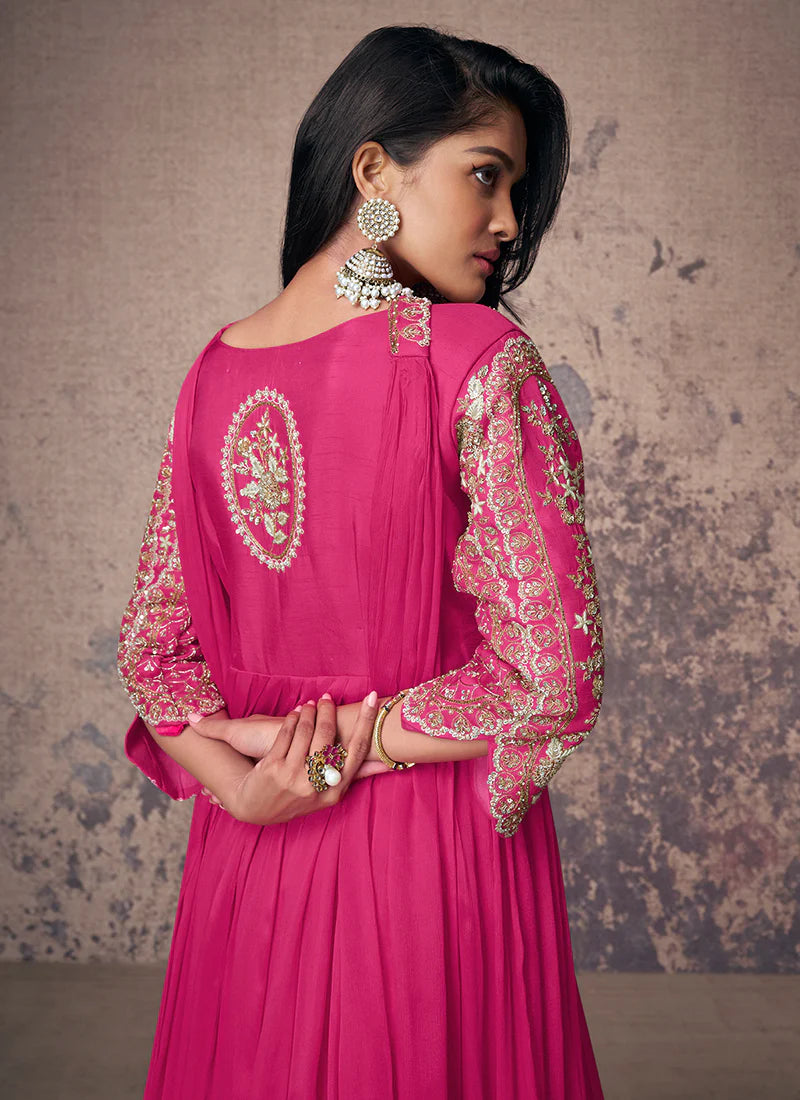 Vibrant Pink Embroidered Anarkali Gown