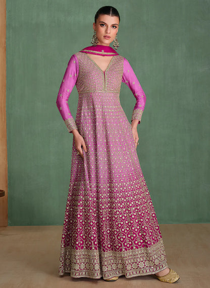 Purple Embroidered Anarkali Suit With Dupatta - Perfect for Indian and Pakistani Weddings and Festive Celebrations