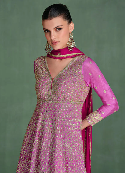 Purple Embroidered Anarkali Suit With Dupatta - Perfect for Indian and Pakistani Weddings and Festive Celebrations