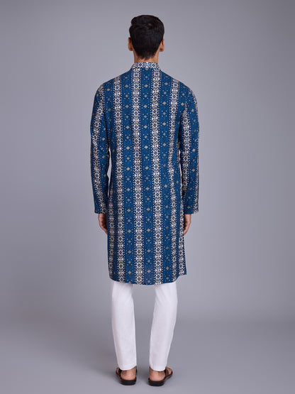 Luxurious Men's Kurta in Rich Fabrics and Colors for Navratri Festival