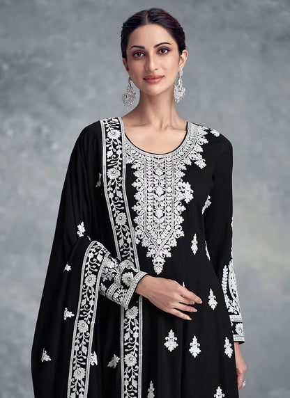 Black Embroidered Gharara Suit for Weddings