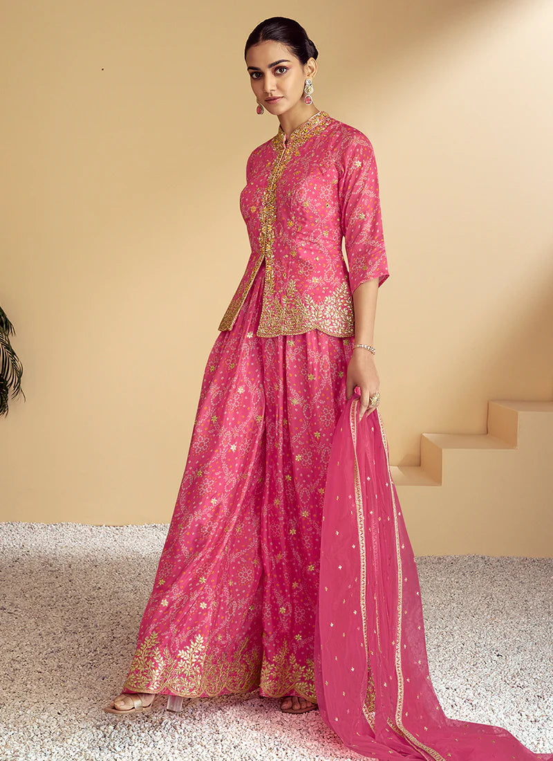 Designer Pink Ombré Kurti and Palazzo