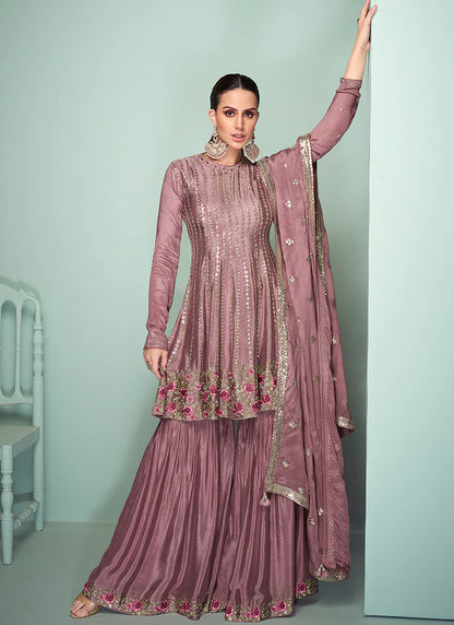 Online shopping for Indian designer sharara suit with embroidery work