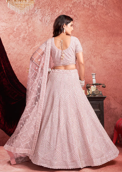 Luxurious Pink Bridal Lehenga with Heavy Zarkan Embroidery