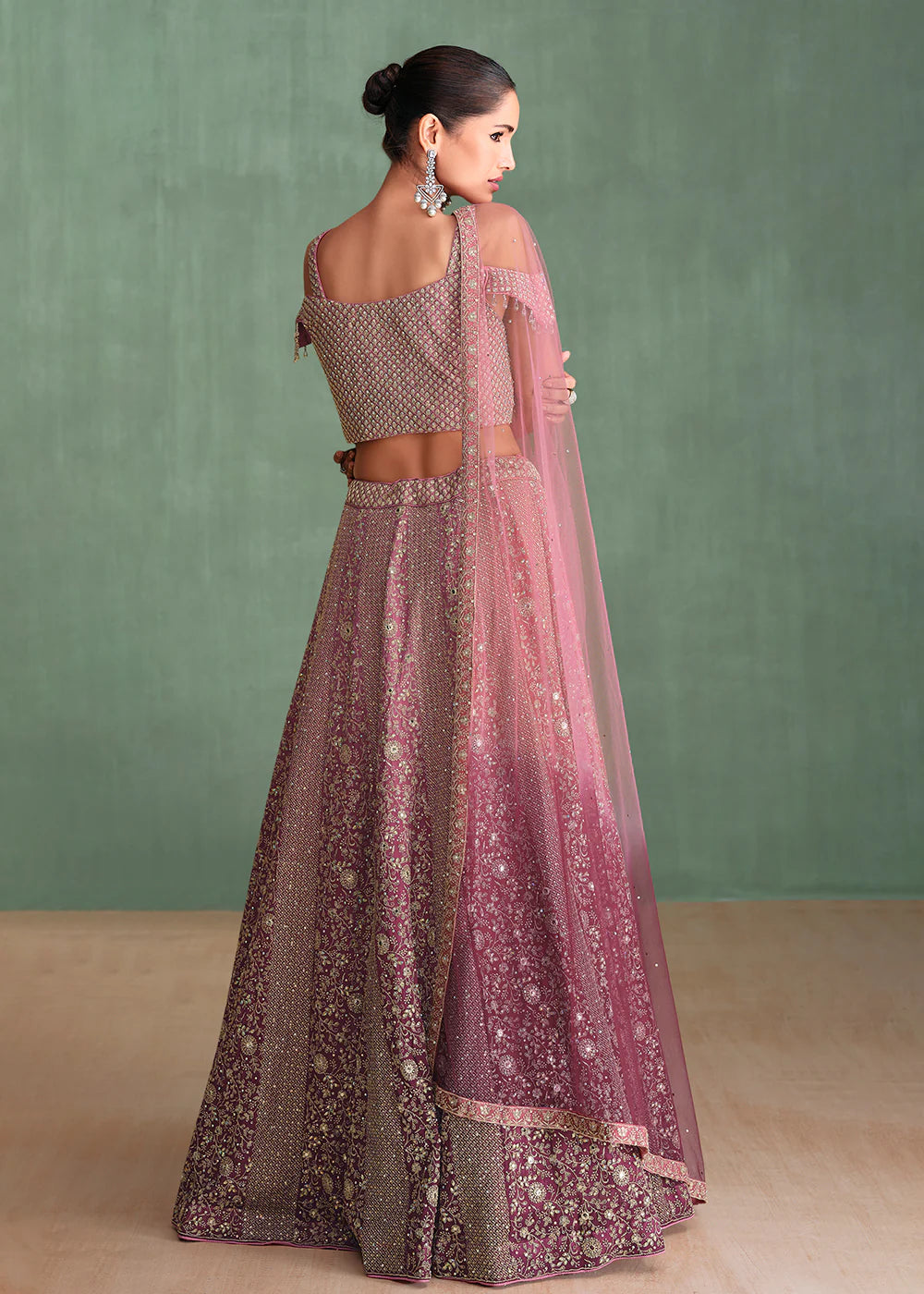 Stylish Pink Georgette Lehenga Choli with Embroidery for Parties