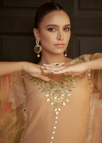 Golden Brown Poncho Style Sharara Suit For Punjabi Wedding